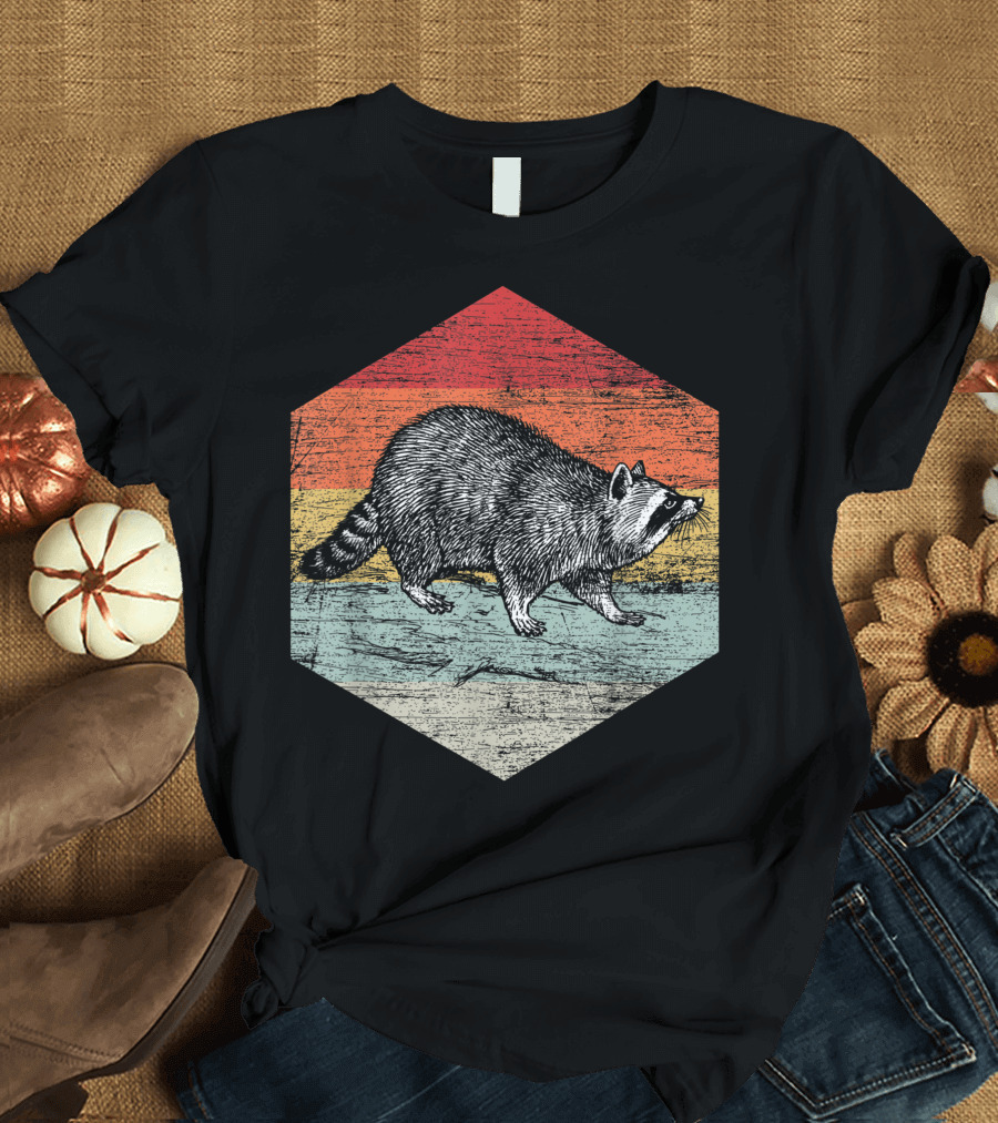 Retro Raccoon Trash Panda Vintage Sunset T-Shirt