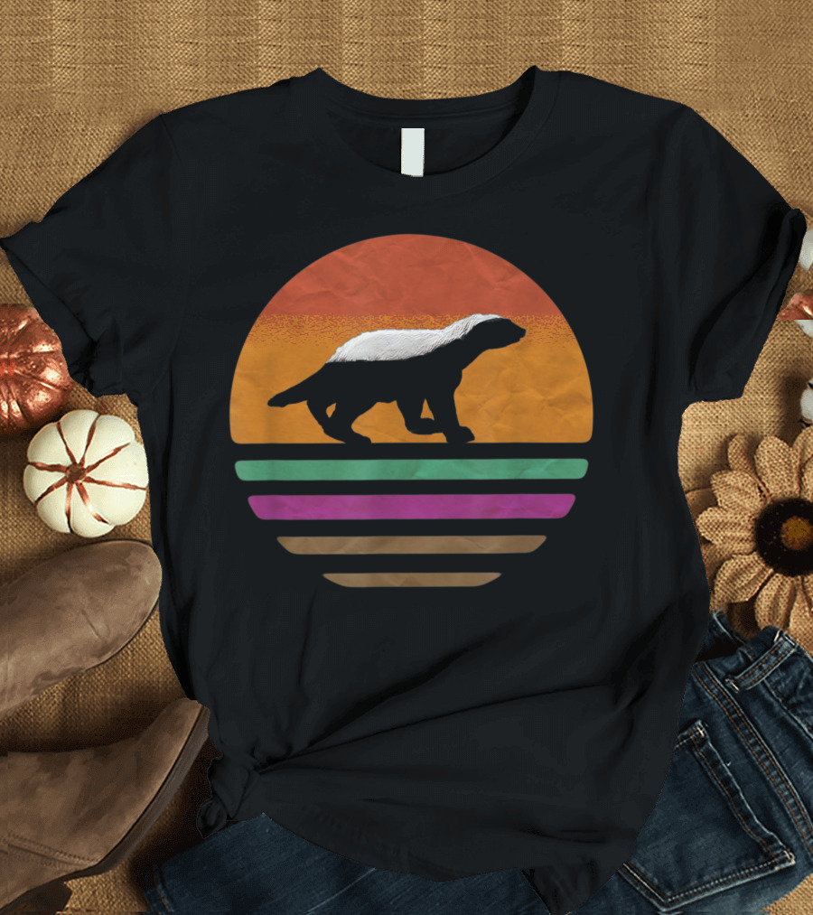 Retro Honey Badger Team We Take What We Want Vintage 80s Sunset T-Shirt