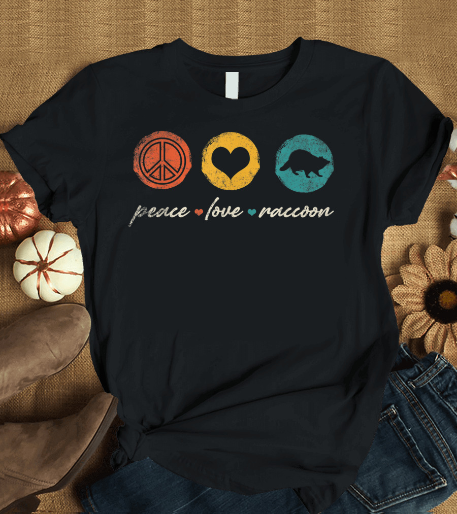 Peace Love Raccoon Vintage Raccoon Lover T-Shirt