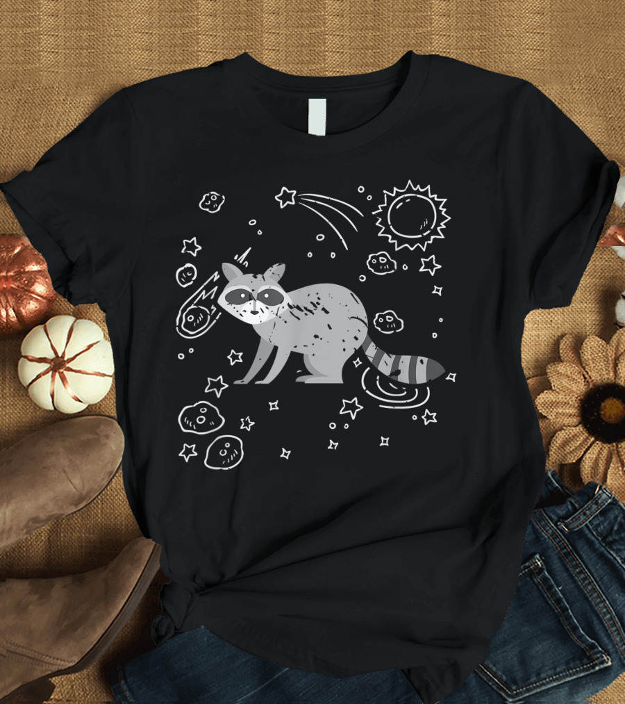 Zoo Animal Trash Panda Raccoon Cosmic Space Adventure T-Shirt
