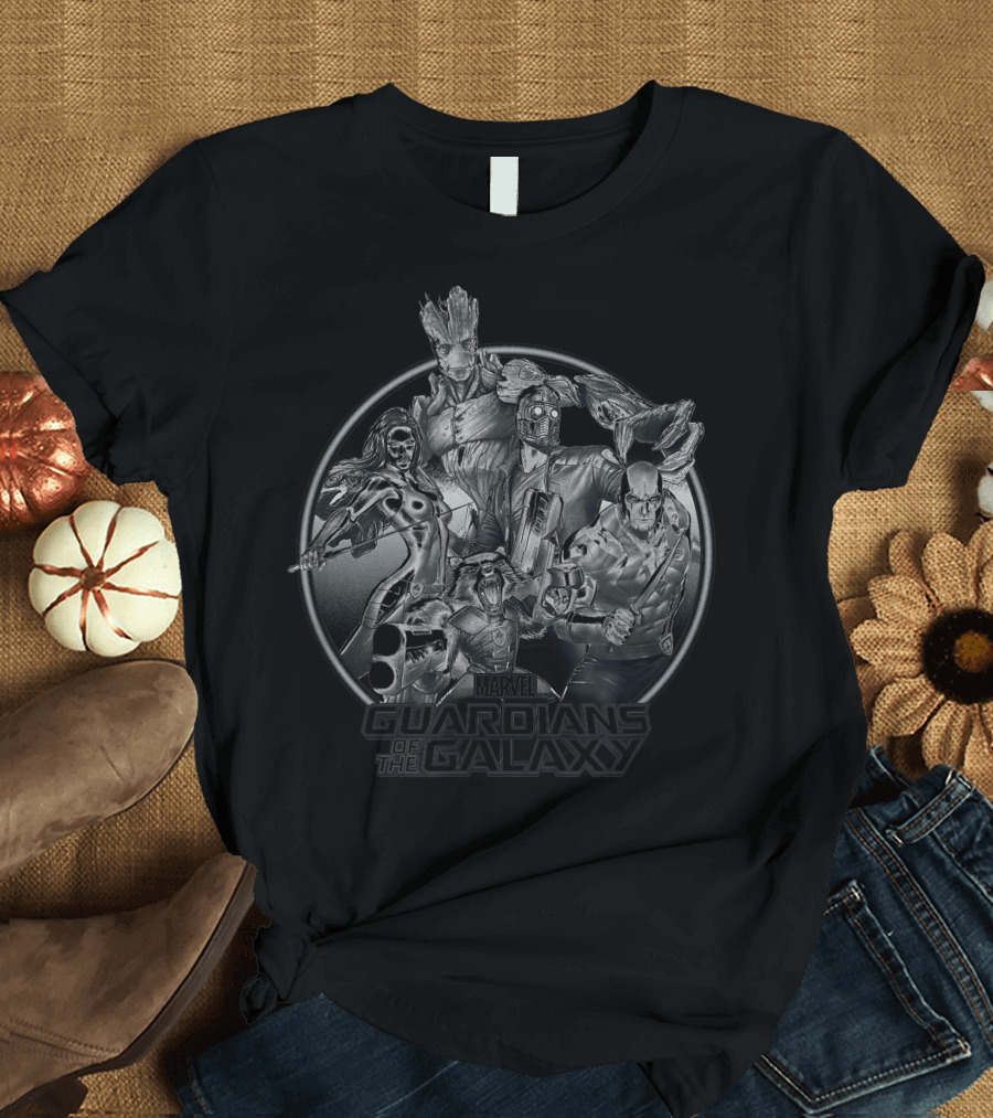 Marvel Guardians Of The Galaxy Teamwork Groot Star-Lord Rocket Gamora Drax T-Shirt