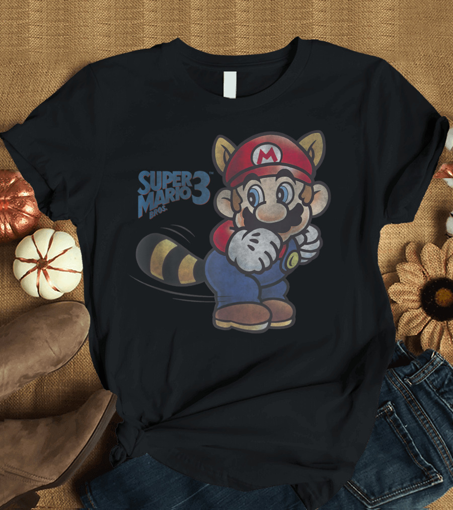 Super Mario Bros 3 Raccoon Mario Tail Spin Attack T-Shirt