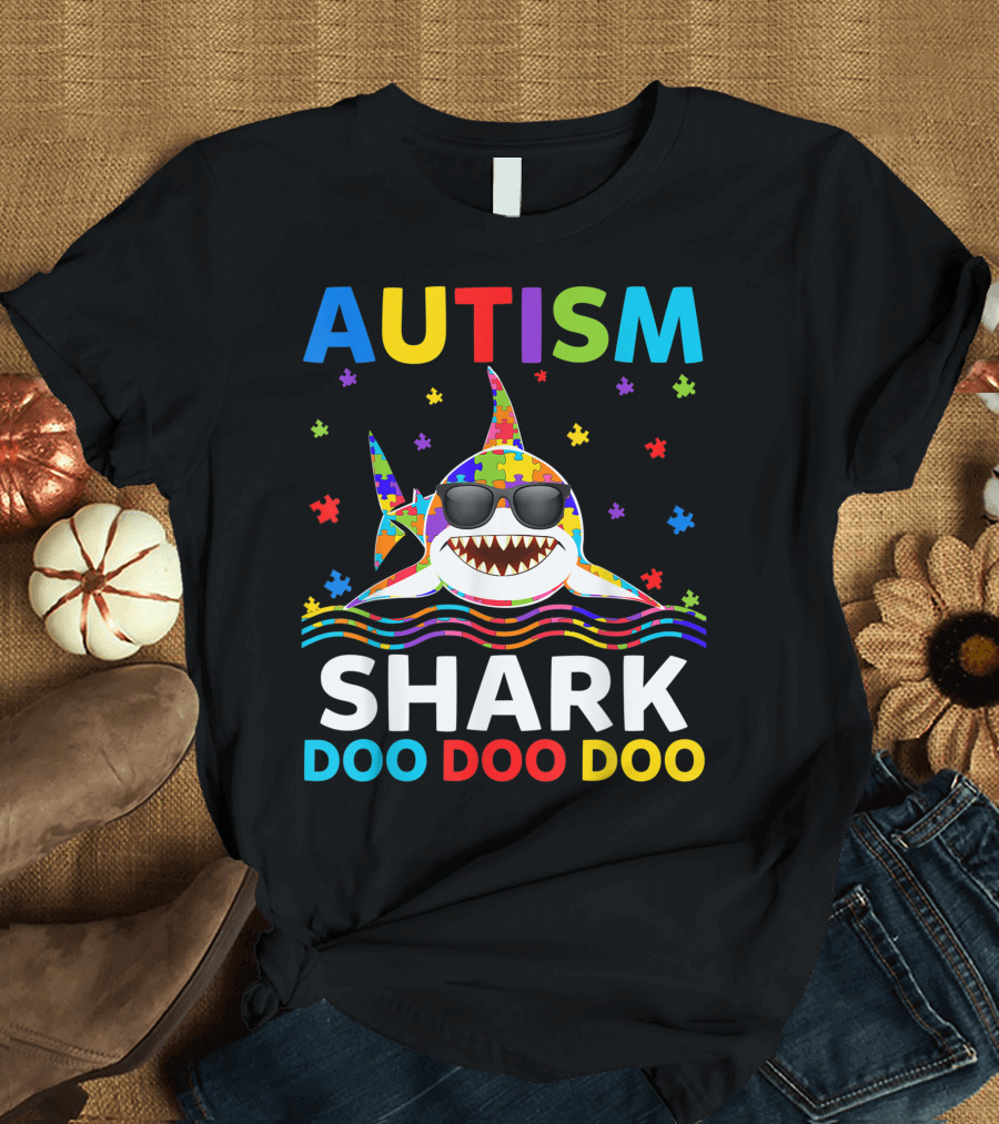 Autism Shark Doo Doo Doo Puzzle Awareness Day Cute T-Shirt