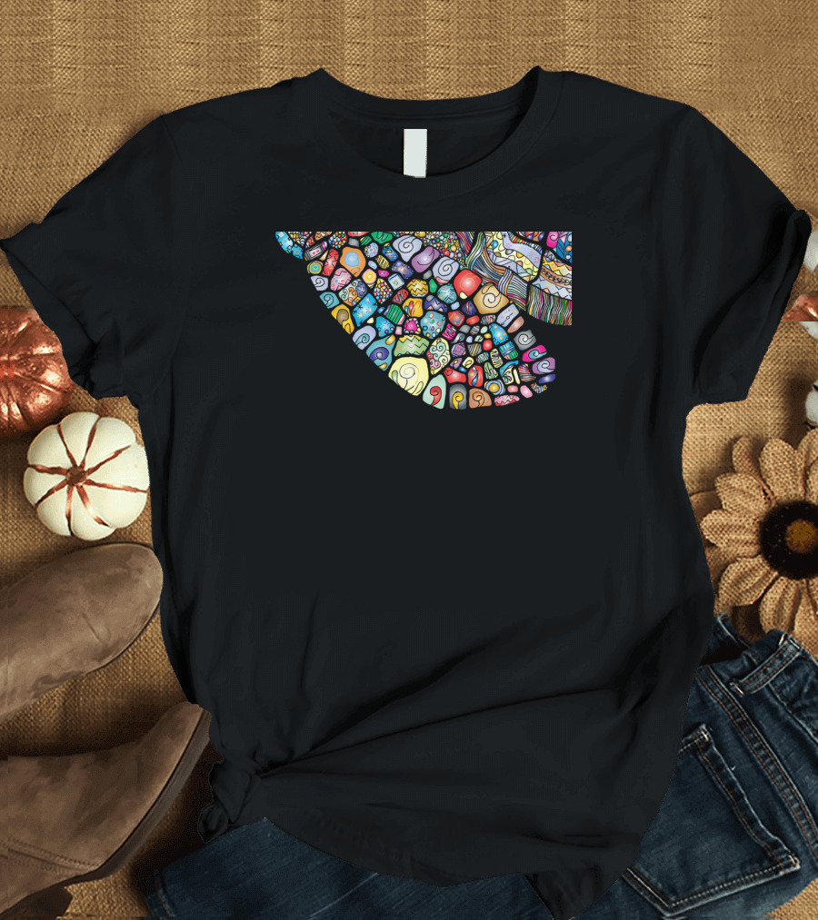 Fun Colorful Mosaic Shell Sea Turtle Tortoise Lovers T-Shirt