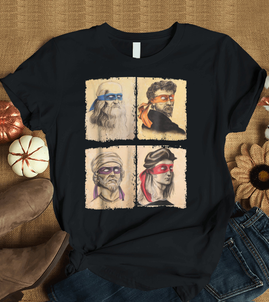 Italian Renaissance Masters with Turtles Mask Humor for Art Lovers T-Shirt