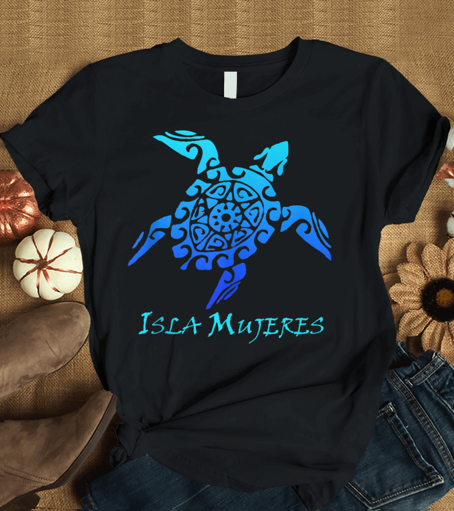 Isla Mujeres Tribal Turtle Polynesian Tattoo Vacation T-Shirt