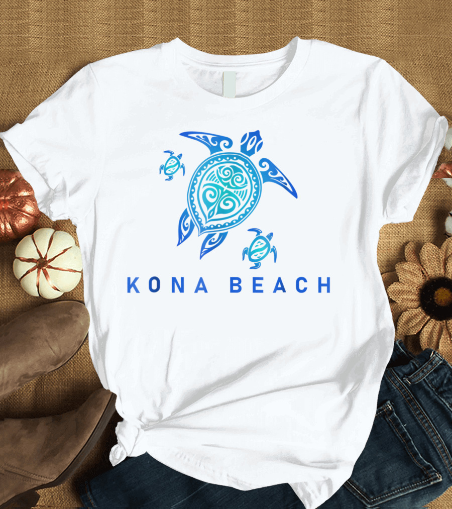 Kona Beach Sea Blue Tribal Turtle Hawaii T-Shirt