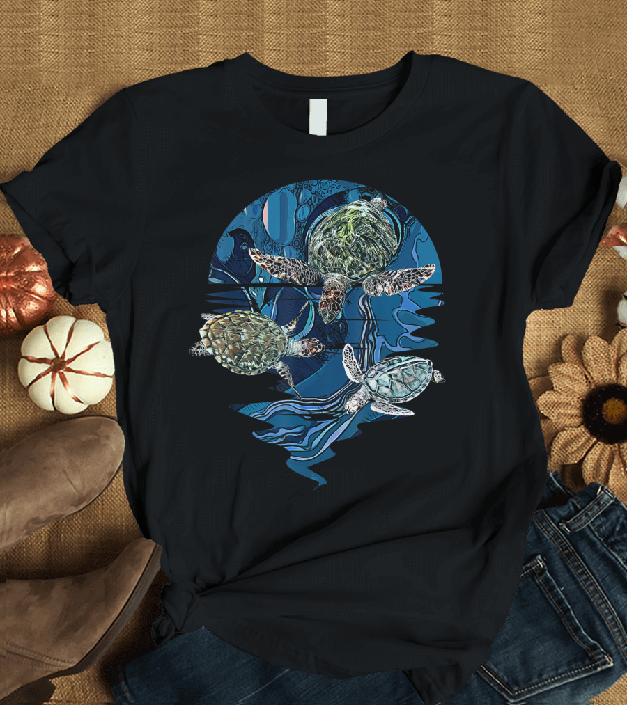 Sea Turtle Family Ocean Life Aquatic Harmony T-Shirt