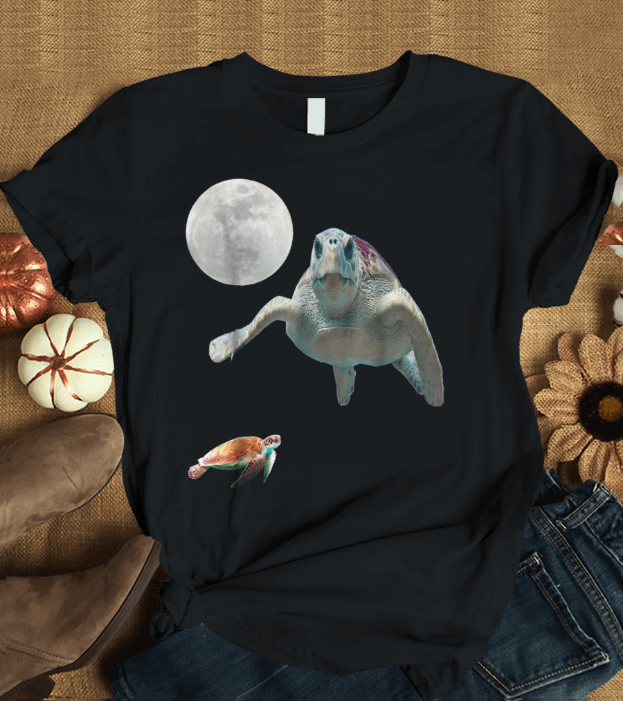 Sea Turtle Vintage 90s Moon-Themed Turtle T-Shirt