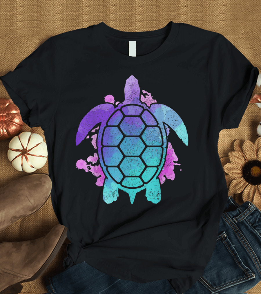 Sea Turtle Watercolor Ocean Scuba Diving T-Shirt