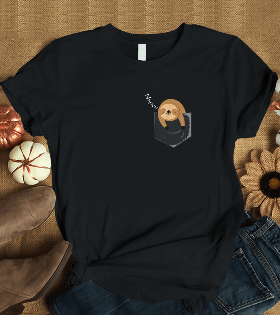 Sleepy Sloth in Pocket with Zzzz T-Shirt
