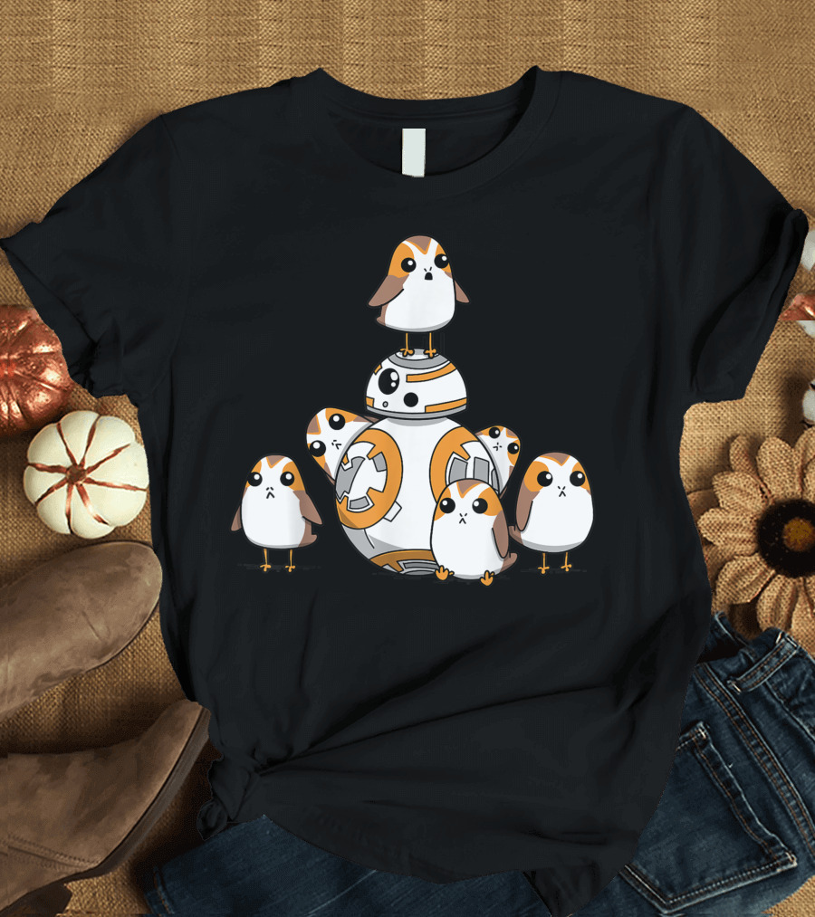 Star Wars Porgs with BB-8 Playing Together T-Shirt