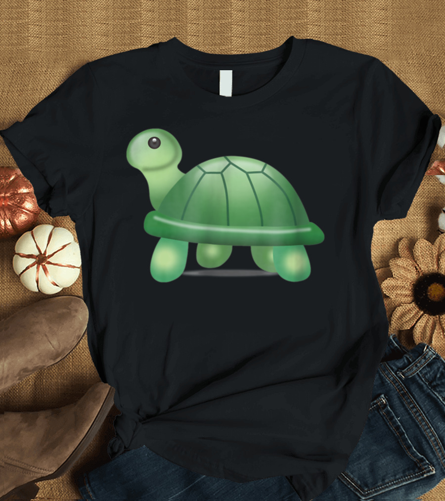 Cute Turtle Emoticon Green Shell T-Shirt