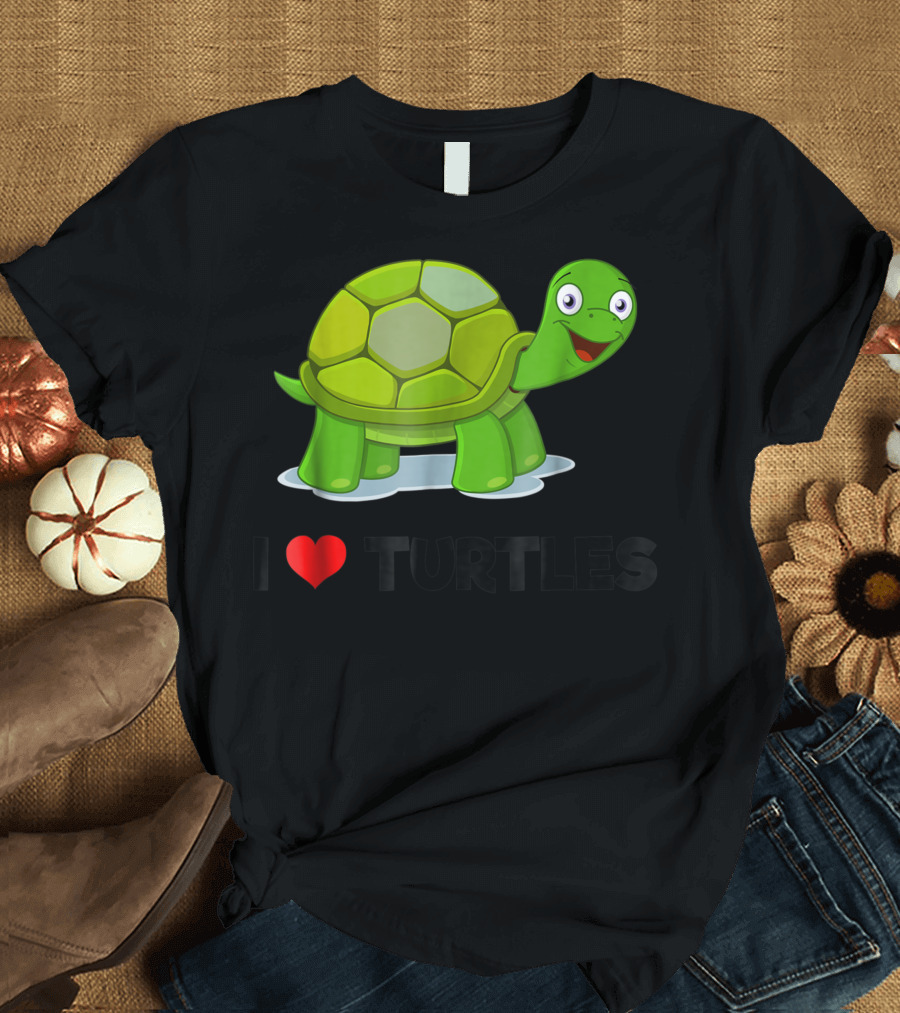 I Love Turtles Heart I Love Turtles T-Shirt