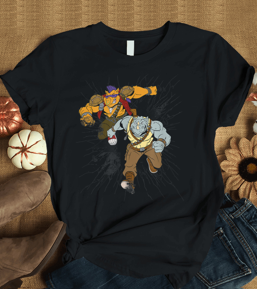 TMNT Bebop and Rocksteady Breakout Action Scene T-Shirt