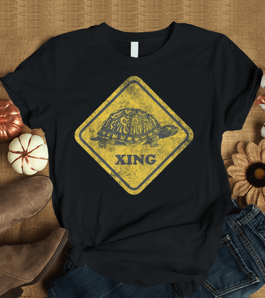 Turtle Crossing Sign Box Turtle Xing Warning T-Shirt