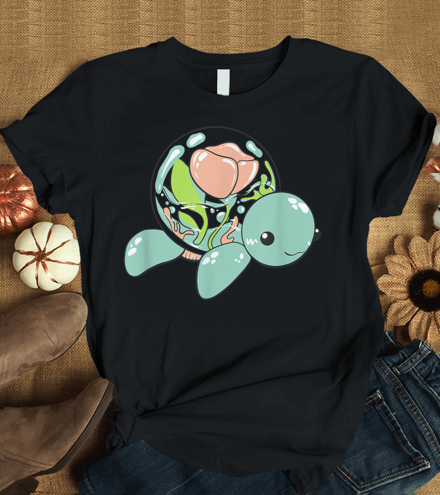 Kawaii Turtle Terrarium Flower Harajuku Fairy Kei Aesthetic T-Shirt