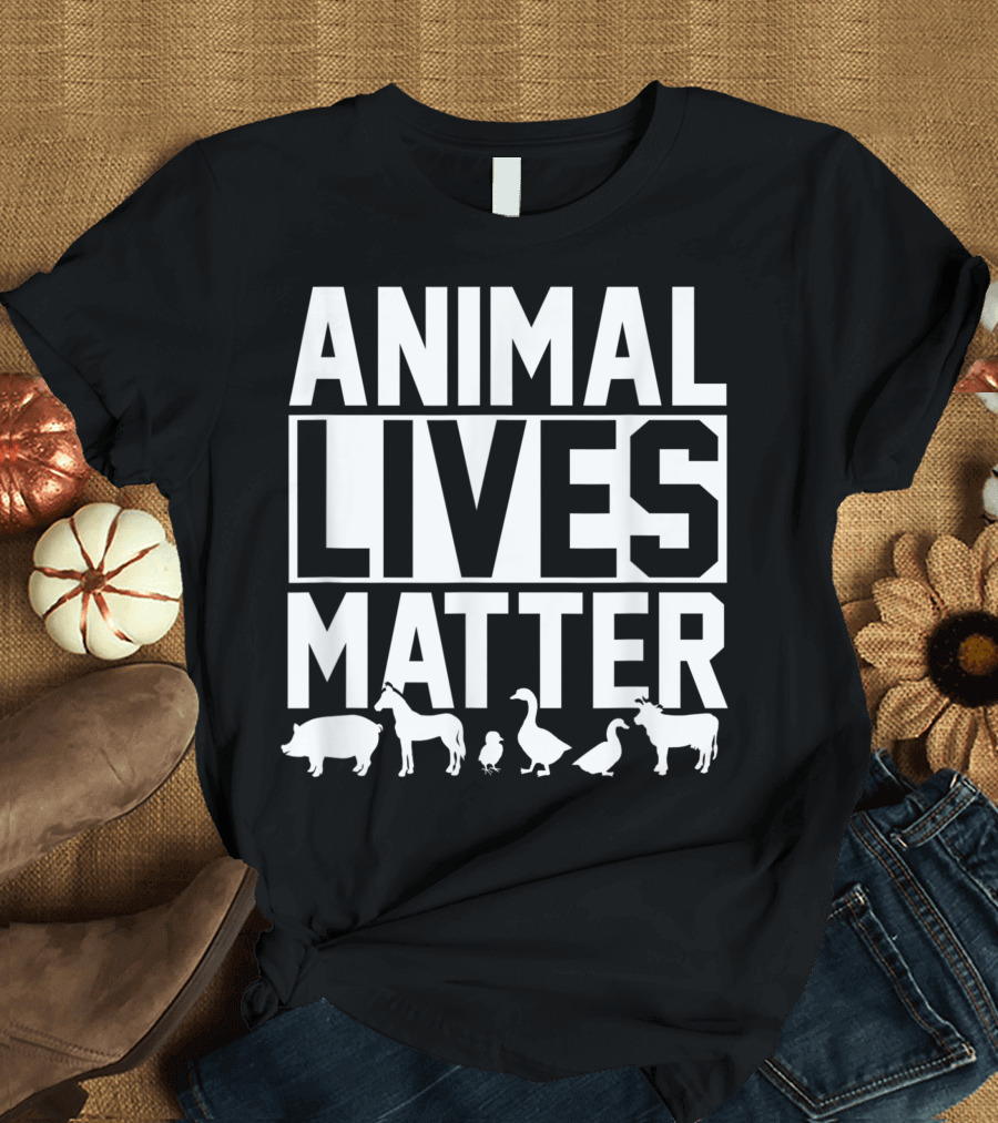 Animal Lives Matter Vegetarian Horse Duck Pig Cow Goose Chicken T-Shirt