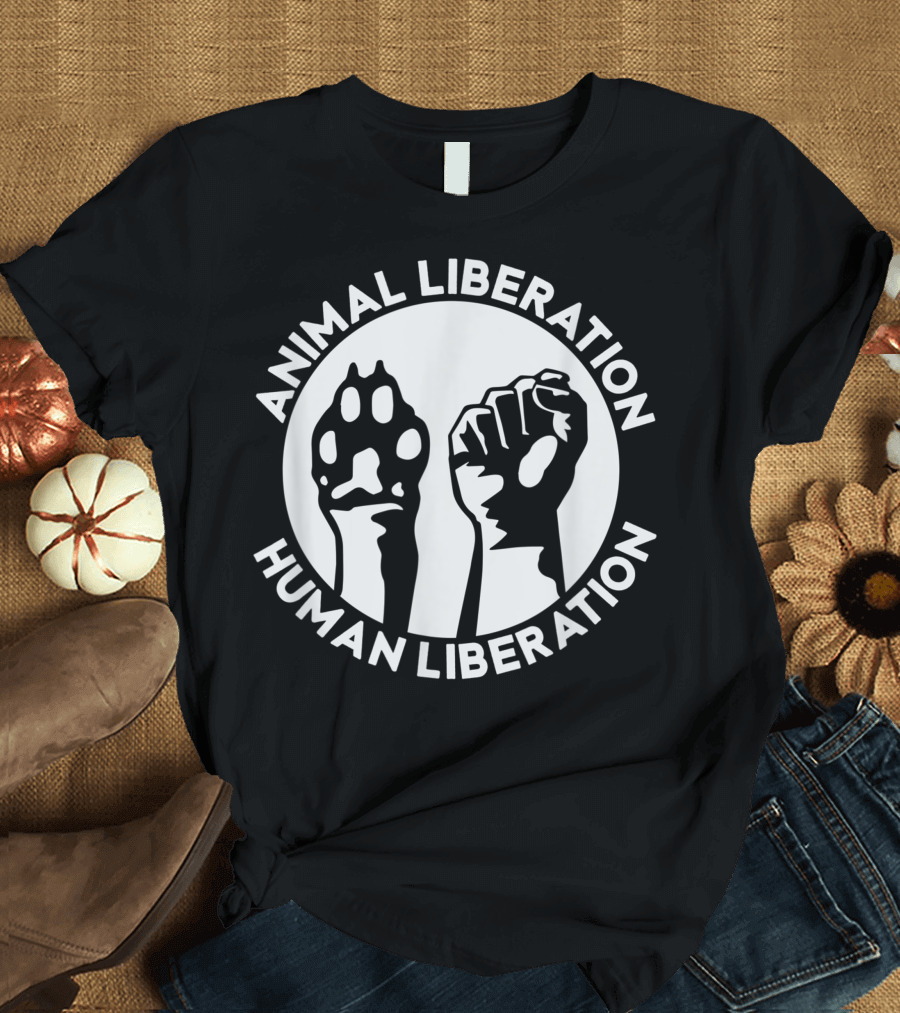 Animal Liberation Human Liberation Vegan Vegetarian Dog Paw Ut T-Shirt