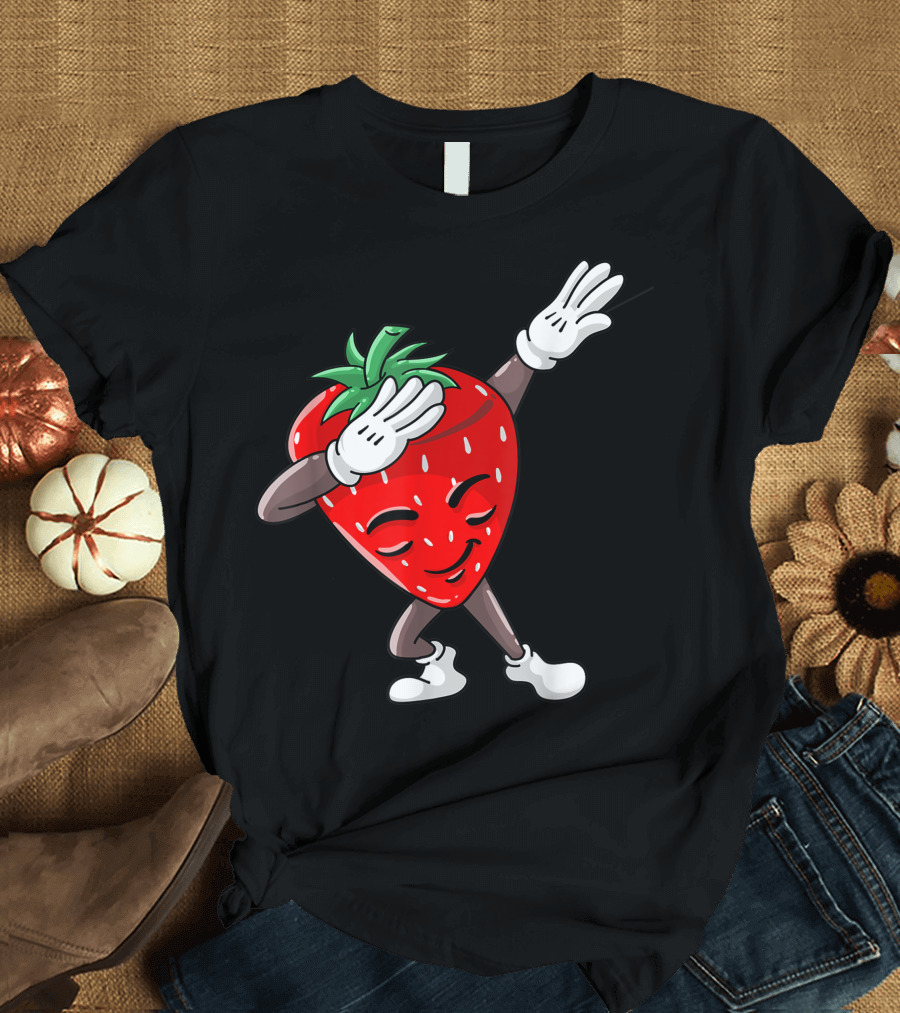 Cool Sweet Fruit Dabbing Strawberry Love Dancer T-Shirt