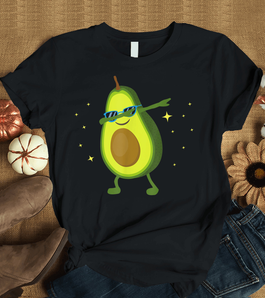 Dabbing Avocado Sunglasses Vegan Stars T-Shirt