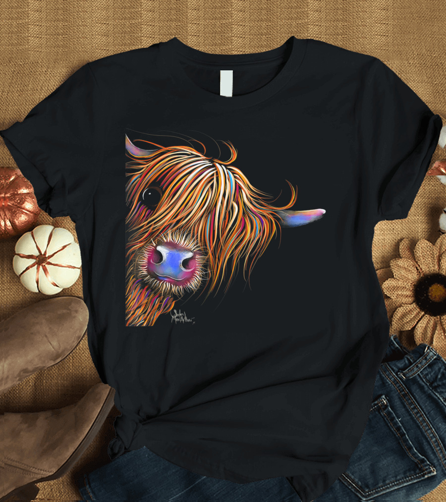 Highland Cow Sugar Lump 5C Colorful Animal Print T-Shirt