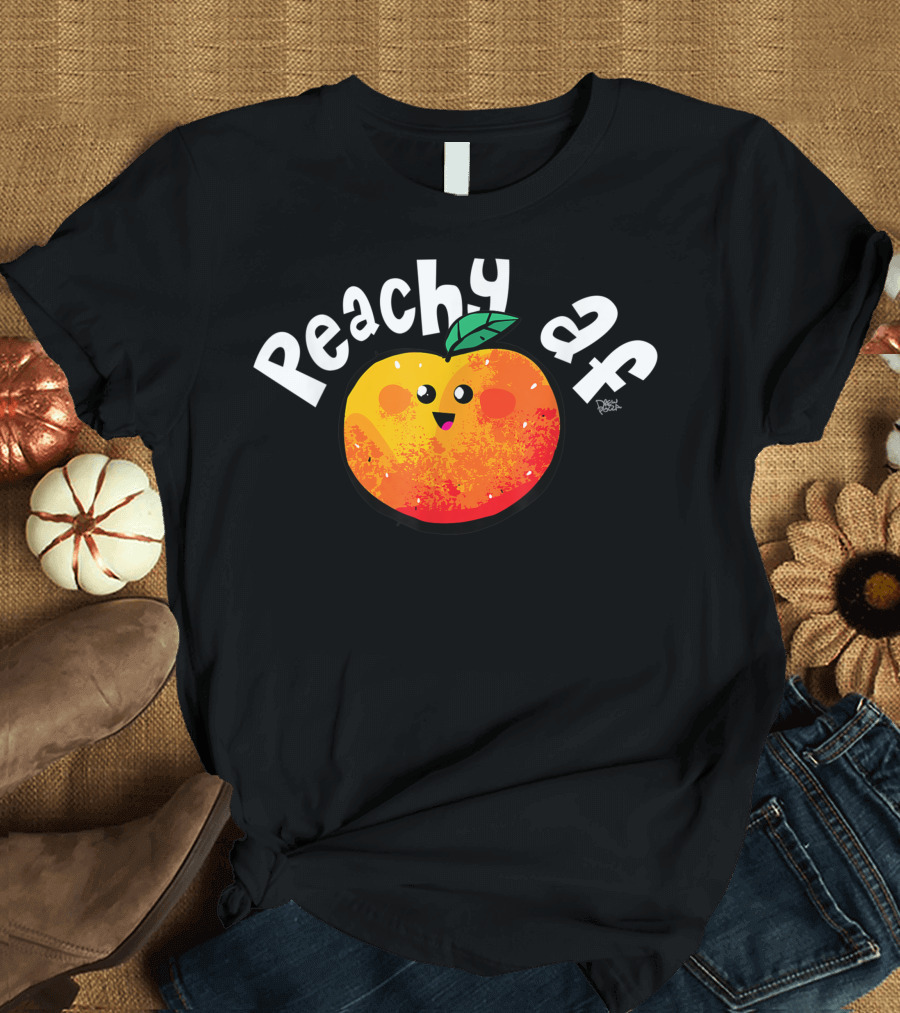 Peachy Af Kawaii Smiling Peach Fruit T-Shirt