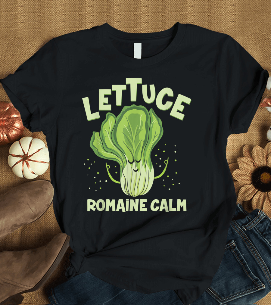 Lettuce Romaine Calm Mindfulness Vegan Yoga Lover Yogi Joke Cute Meditation T-Shirt