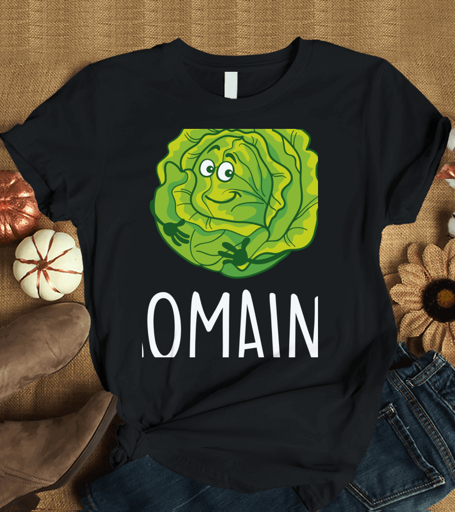 Lettuce Romaine Calm Funny Vegan Humor with Smiling Vegetable Character T-Shirt