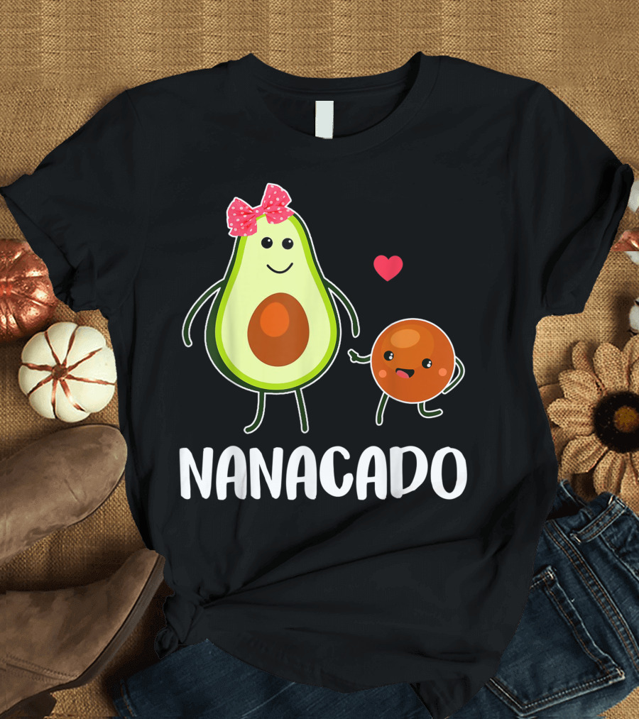 Nanacado Cute Avocado Pregnant Bow Heart Smiling Avocado Pear Duo T-Shirt