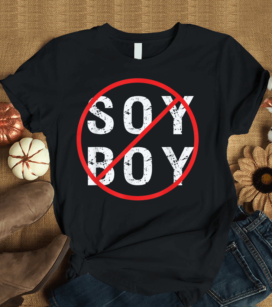 No Soy Boy Keto Carnivore Anti Vegan Text with Red Circle and Line T-Shirt