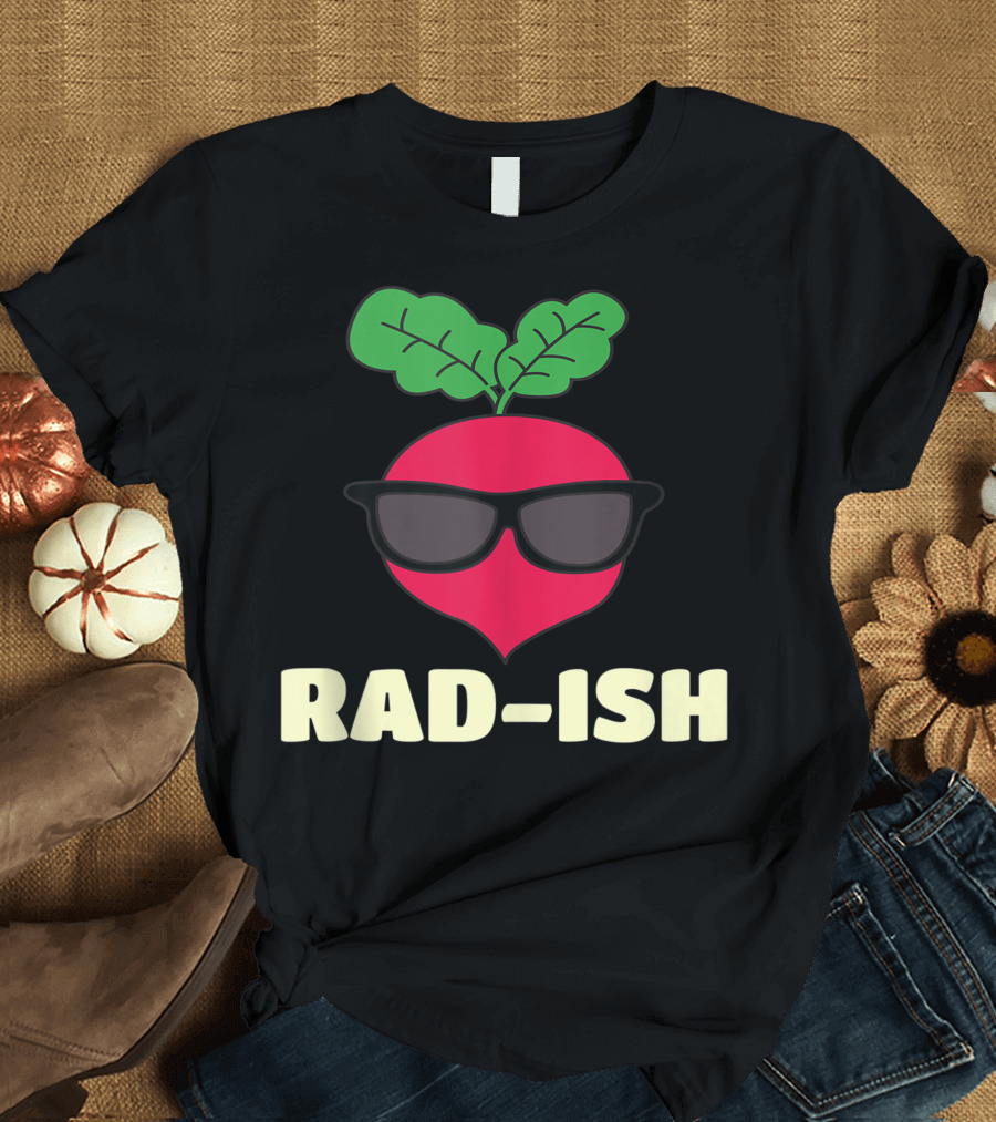 Rad-Ish Cool Radish Wearing Sunglasses Food Pun T-Shirt