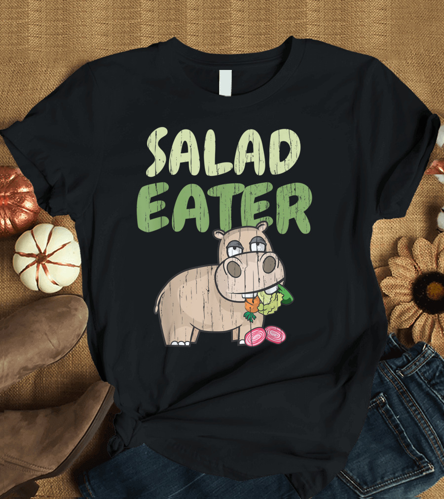 Salad Eater Hippo with Vegetables Vegetarian T-Shirt