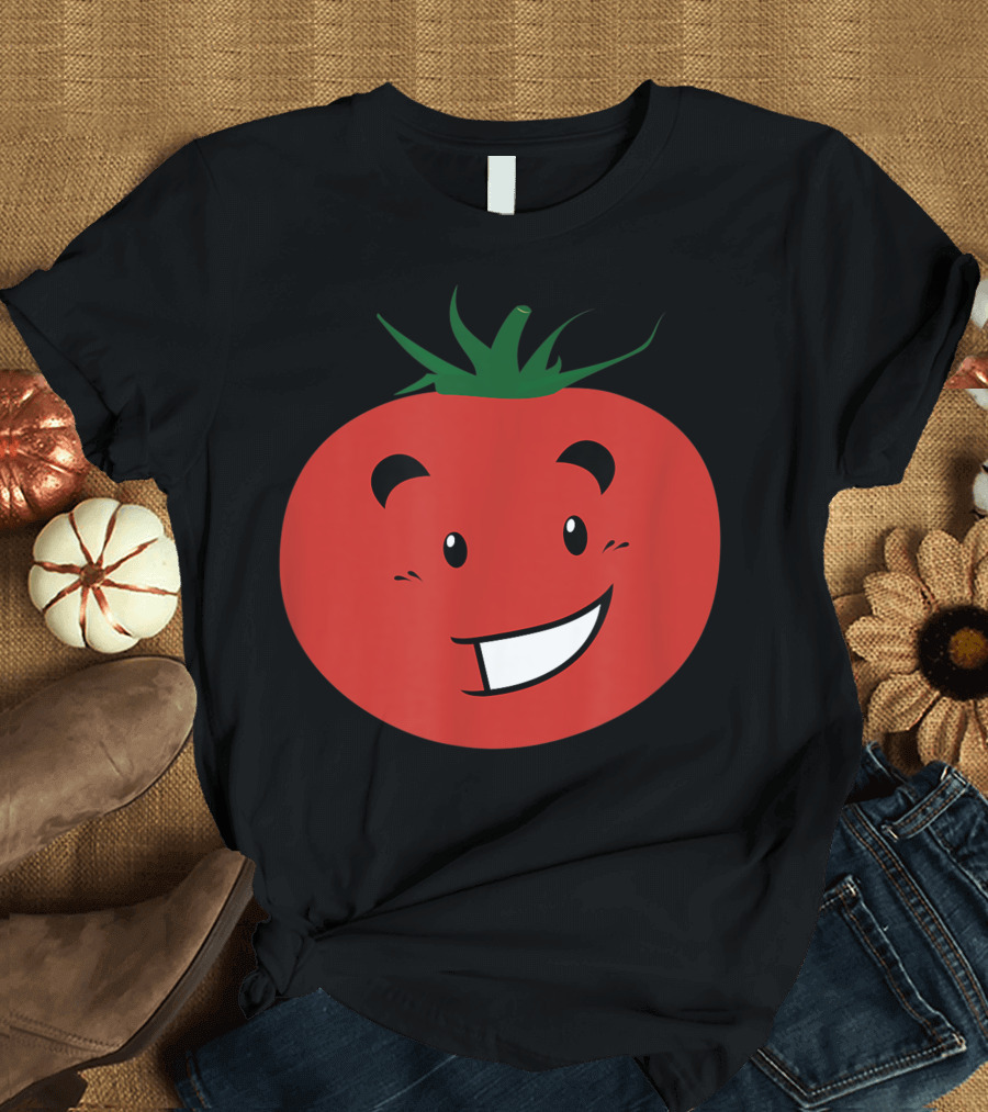Tomato Emoji Happy Face Vegetable Vegan Fruit T-Shirt