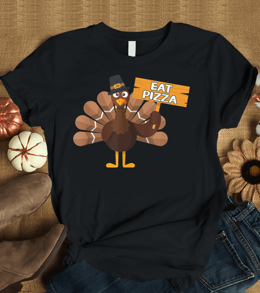 Turkey Eat Pizza Vegan Thanksgiving Humor T-Shirt