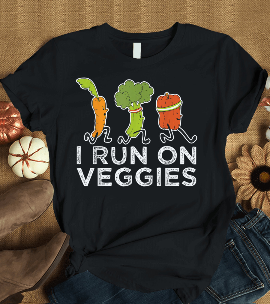 Vegan Athlete Runner I Run On Veggies Marathon Running T-Shirt