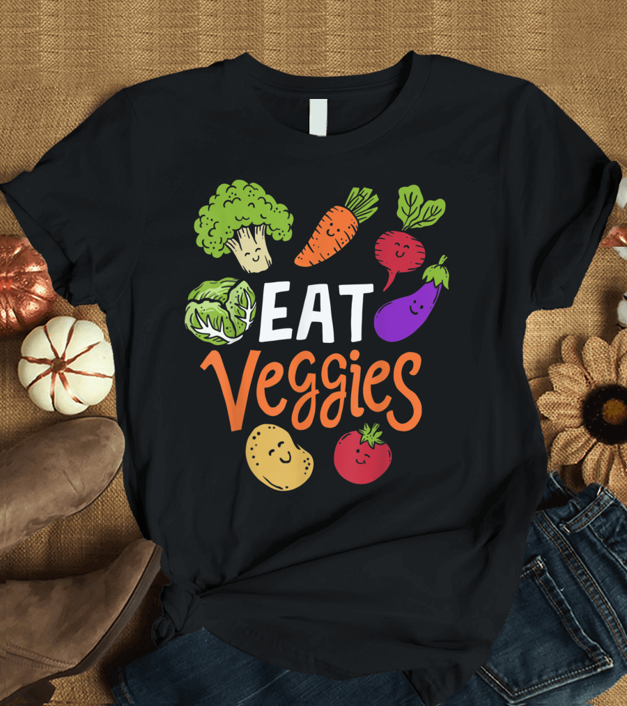 Eat Veggies Broccoli Carrot Beet Eggplant Cabbage Potato Tomato T-Shirt