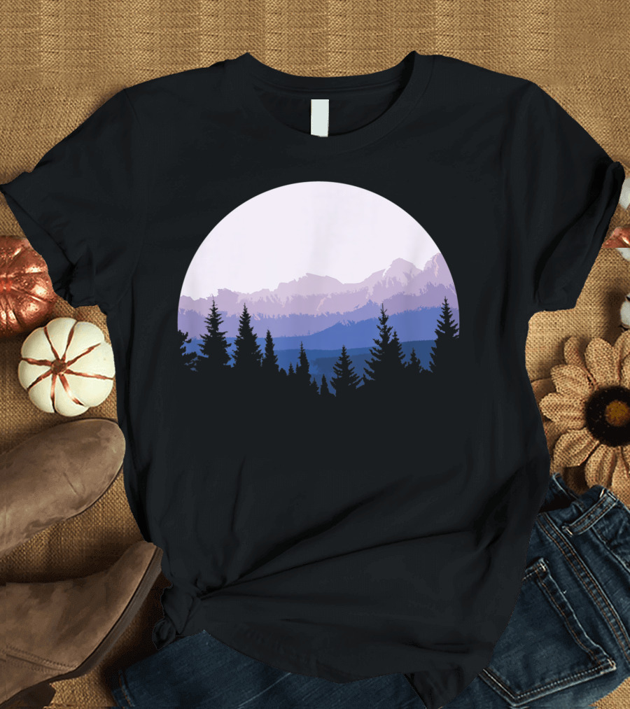 Forest Scene Mountain Sunset T-Shirt