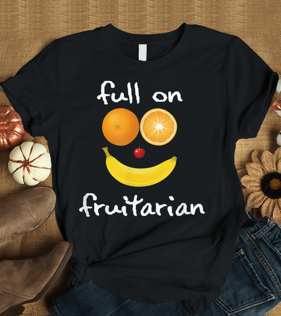 Full On Fruitarian Banana Orange Cherry Face T-Shirt