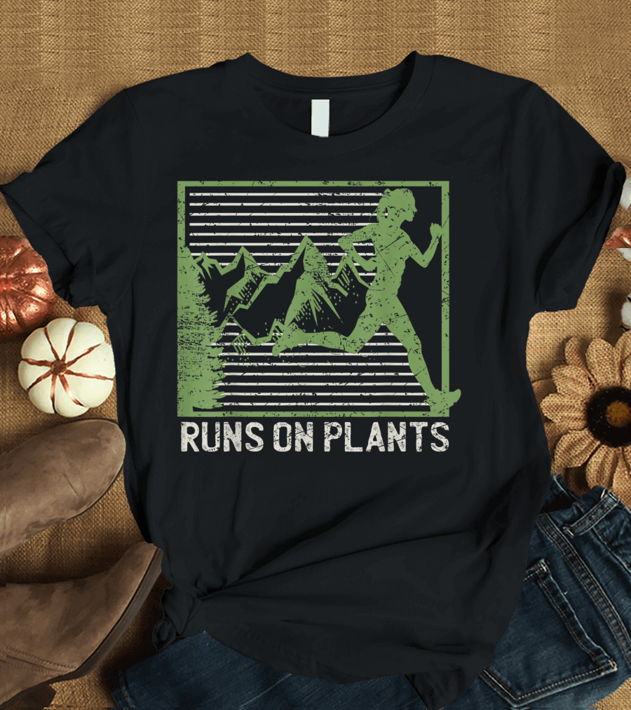 Runs on Plants Vegan Running Plan Based Gym T-Shirt