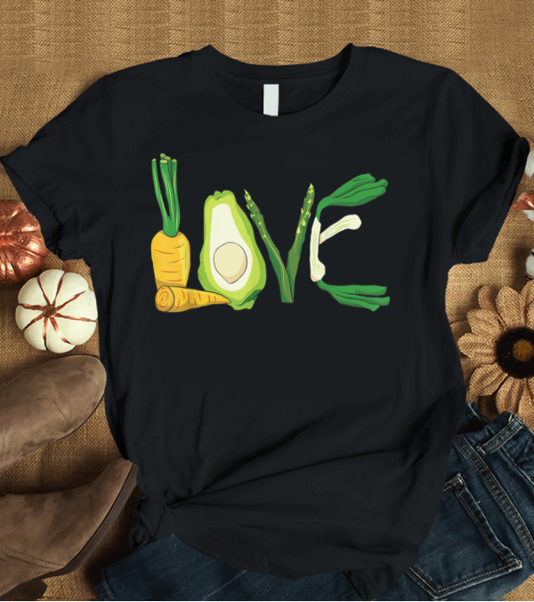 T-Shirt: Vegetable Vegan Love Avocado Asparagus Carrot Artichoke T-Shirt Vegetable Vegan Love Avocado Asparagus Carrot Artichoke T-Shirt