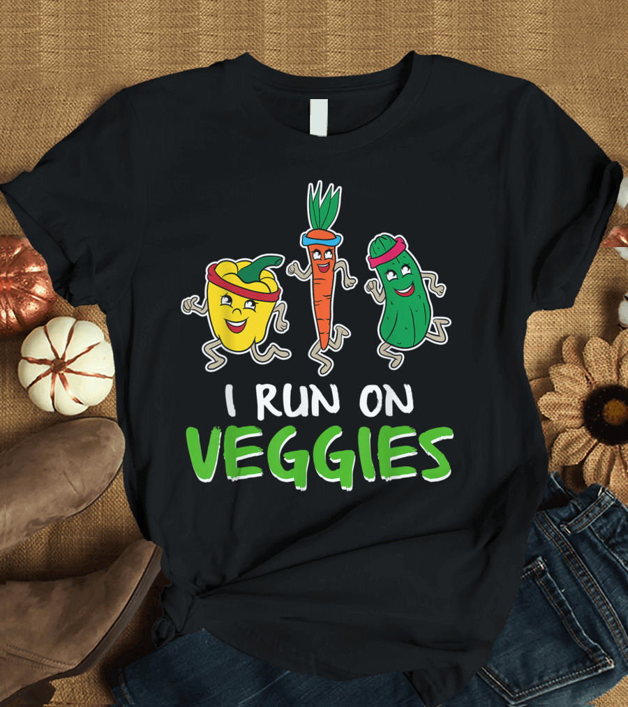I Run on Veggies Vegetables Lovers Vegan for Plant Based Dieters T-Shirt