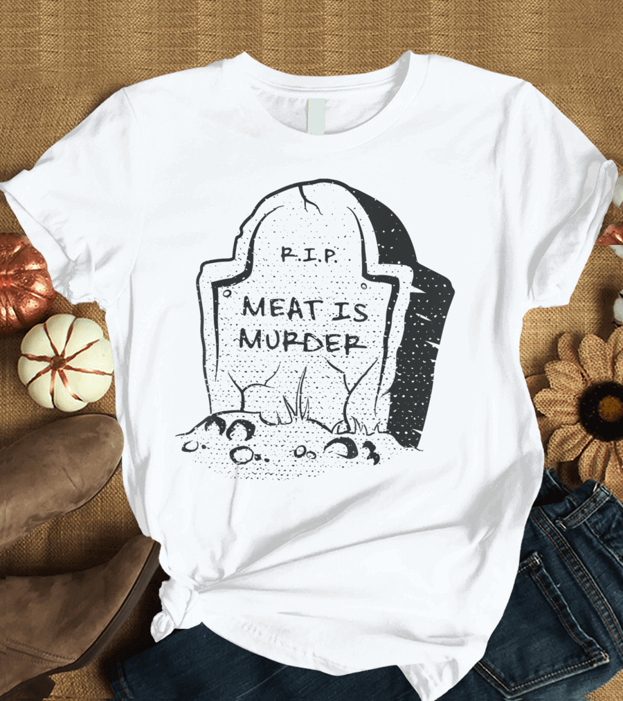RIP Meat Is Murder Vegan 80s Gravestone T-Shirt