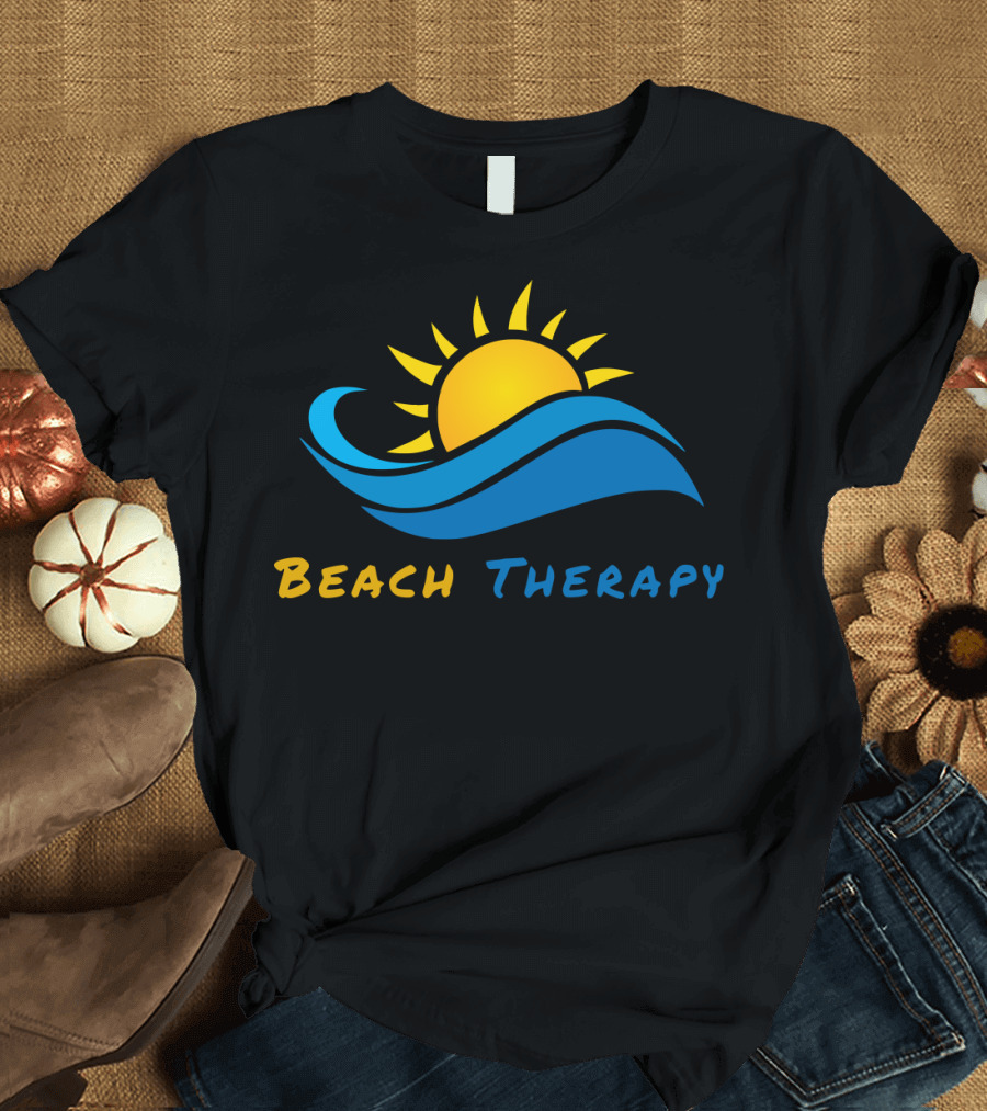 Beach Therapy Sun and Wave Minimalist T-Shirt