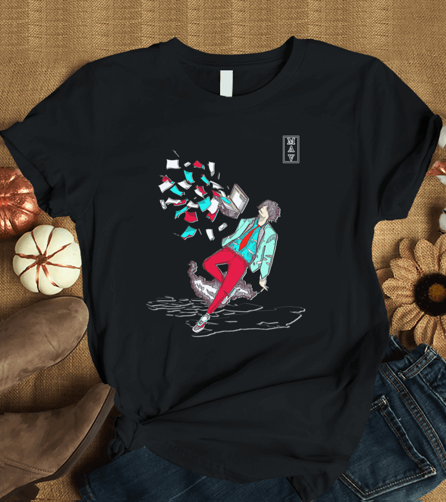 Up In The Air MAV Floating Papers and Retro Technology Aesthetic T-Shirt