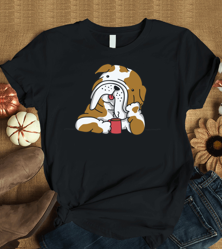 Bulldog with Coffee Case of the Mondays Mood T-Shirt