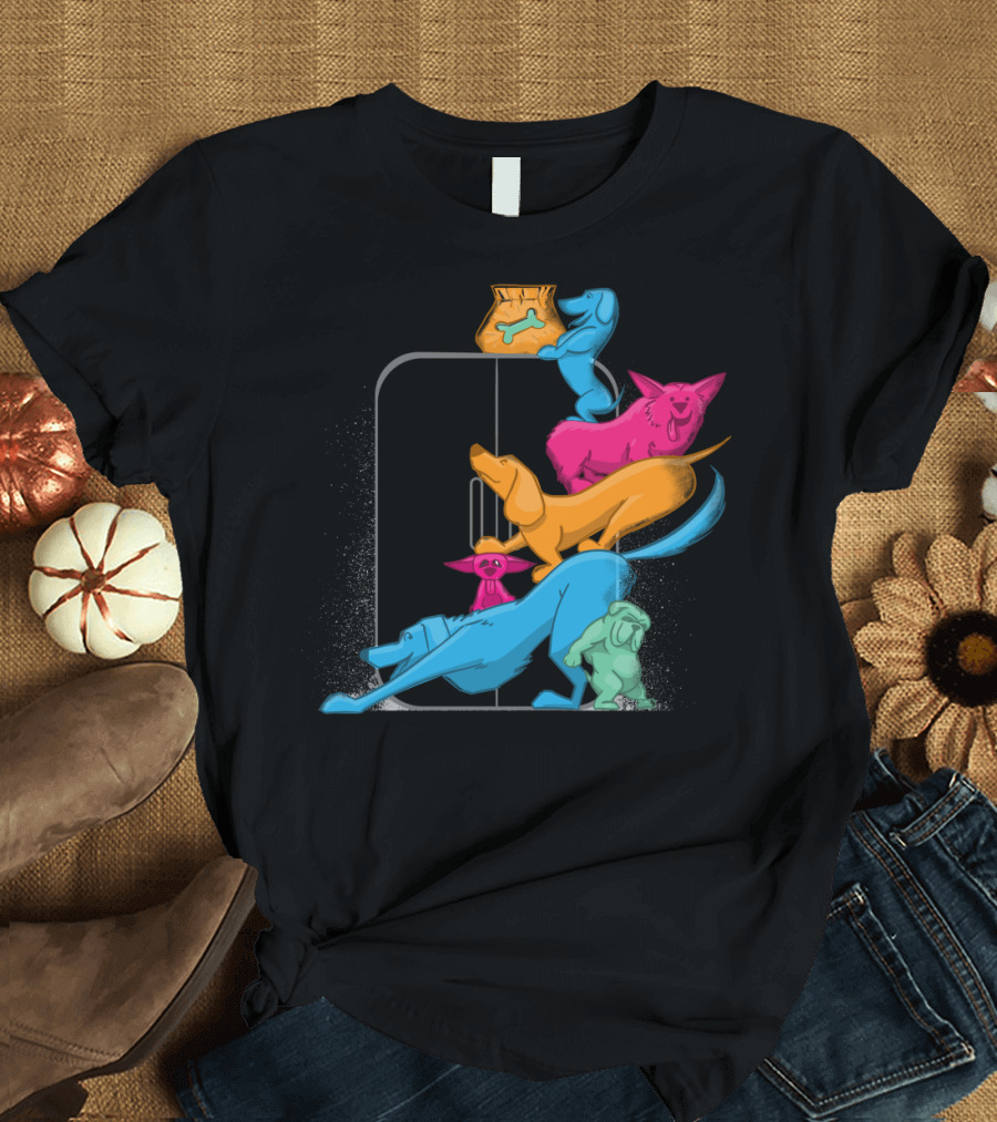 Bad to the Bone Colorful Dogs Climbing for Treats T-Shirt