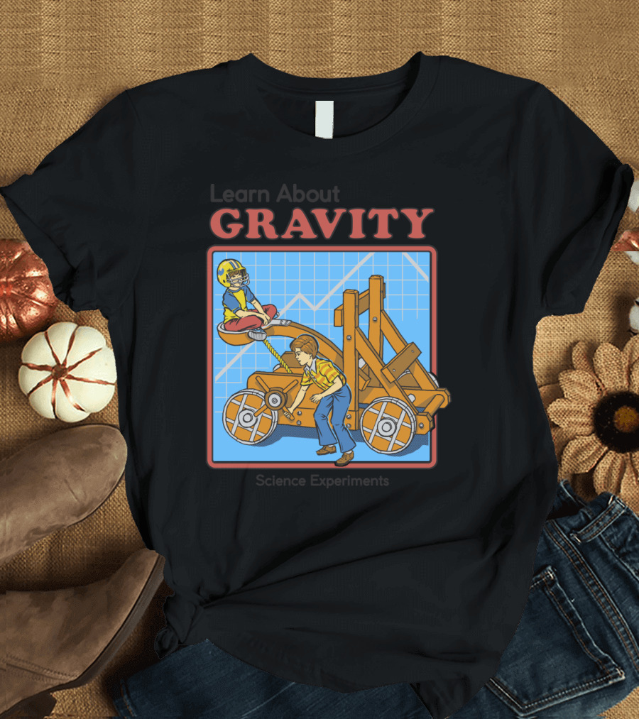 Learn About Gravity Science Experiments with Catapult Blueprint T-Shirt