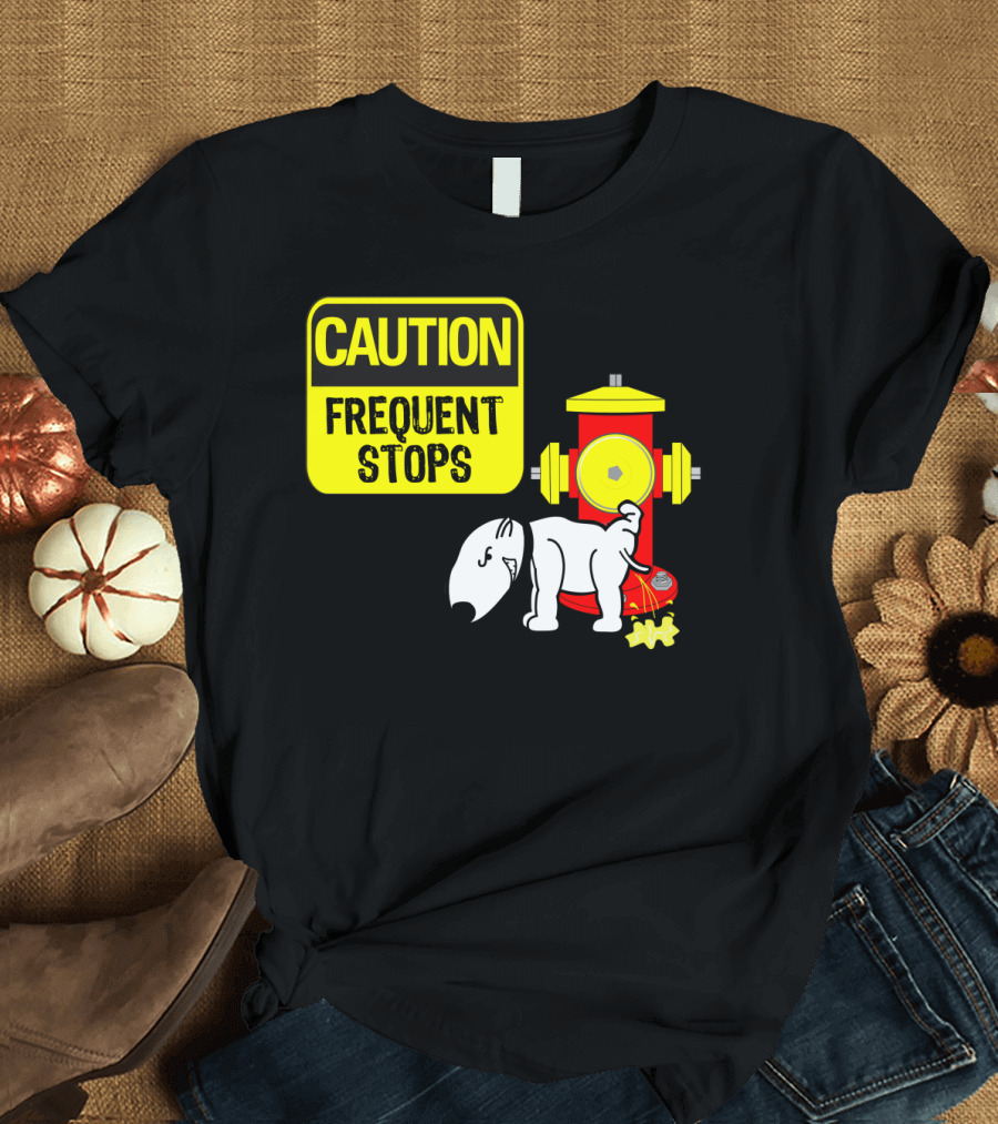 Caution Frequent Stops Dog with Fire Hydrant T-Shirt