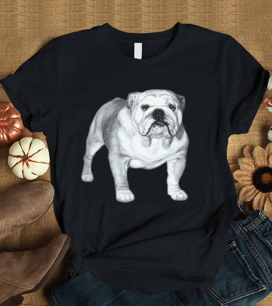 English Bulldog Pencil Sketch Realistic Drawing T-Shirt